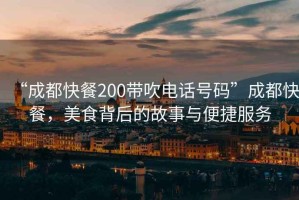 “成都快餐200帶吹電話號碼”成都快餐，美食背后的故事與便捷服務