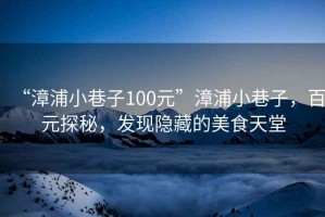 “漳浦小巷子100元”漳浦小巷子，百元探秘，發現隱藏的美食天堂