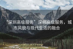 “深圳高級服務”深圳高級服務，城市風貌與現代生活的融合
