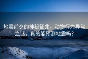 地震前夕的神秘征兆，動物行為異常之謎，真的能預測地震嗎？