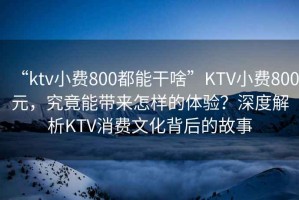 “ktv小費800都能干啥”KTV小費800元，究竟能帶來怎樣的體驗？深度解析KTV消費文化背后的故事