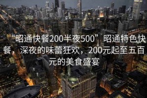 “昭通快餐200半夜500”昭通特色快餐，深夜的味蕾狂歡，200元起至五百元的美食盛宴