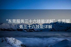 “東莞服務三十六技能詳解”東莞服務三十六技能詳解