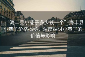“海豐縣小巷子多少錢一個”海豐縣小巷子價格揭秘，深度探討小巷子的價值與影響