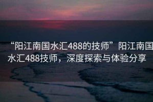 “陽江南國水匯488的技師”陽江南國水匯488技師，深度探索與體驗分享