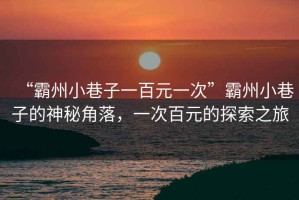 “霸州小巷子一百元一次”霸州小巷子的神秘角落，一次百元的探索之旅