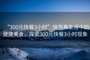 “300元快餐3小時(shí)”快節(jié)奏生活中的便捷美食，探索300元快餐3小時(shí)現(xiàn)象