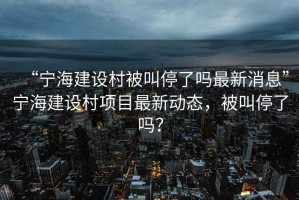 “寧海建設村被叫停了嗎最新消息”寧海建設村項目最新動態(tài)，被叫停了嗎？