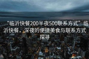 “臨沂快餐200半夜500聯(lián)系方式”臨沂快餐，深夜的便捷美食與聯(lián)系方式探尋
