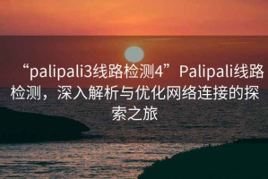 “palipali3線路檢測4”Palipali線路檢測，深入解析與優(yōu)化網(wǎng)絡連接的探索之旅