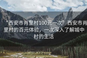 “西安市肖里村100元一次”西安市肖里村的百元體驗，一次深入了解城中村的生活