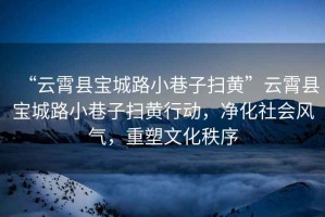 “云霄縣寶城路小巷子掃黃”云霄縣寶城路小巷子掃黃行動，凈化社會風氣，重塑文化秩序