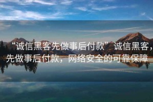 “誠信黑客先做事后付款”誠信黑客，先做事后付款，網絡安全的可靠保障