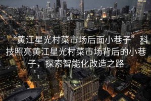 “黃江星光村菜市場后面小巷子”科技照亮黃江星光村菜市場背后的小巷子，探索智能化改造之路