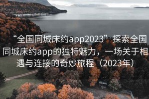 “全國(guó)同城床約app2023”探索全國(guó)同城床約app的獨(dú)特魅力，一場(chǎng)關(guān)于相遇與連接的奇妙旅程（2023年）