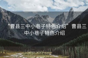 “曹縣三中小巷子特色介紹”曹縣三中小巷子特色介紹