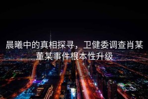 晨曦中的真相探尋，衛(wèi)健委調(diào)查肖某董某事件根本性升級