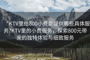 “KTV里給800小費(fèi)能提供哪些具體服務(wù)?KTV里的小費(fèi)服務(wù)，探索800元帶來的獨(dú)特體驗(yàn)與細(xì)致服務(wù)