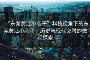 “東莞黃江小巷子”科技視角下的東莞黃江小巷子，歷史與現代交融的微觀探索