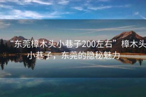 “東莞樟木頭小巷子200左右”樟木頭小巷子，東莞的隱秘魅力