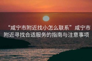 “咸寧市附近找小怎么聯系”咸寧市附近尋找合適服務的指南與注意事項