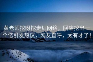 黃老師挖呀挖走紅網絡，回應挖出一個億引發熱議，網友直呼，太有才了！