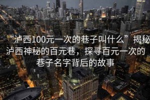 “瀘西100元一次的巷子叫什么”揭秘瀘西神秘的百元巷，探尋百元一次的巷子名字背后的故事