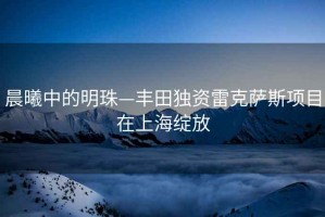 晨曦中的明珠—豐田獨資雷克薩斯項目在上海綻放