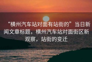 “橫州汽車站對面有站街的”當日新聞文章標題，橫州汽車站對面街區新觀察，站街的變遷