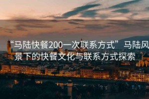 “馬陸快餐200一次聯系方式”馬陸風景下的快餐文化與聯系方式探索