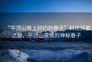 “平頂山晚上好約的巷子”科技探索之旅，平頂山夜晚的神秘巷子