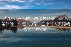 “700元三小時不限次數(shù)品茶”豪華品茶體驗，僅需700元，三小時內(nèi)無限暢飲高品質(zhì)茶葉