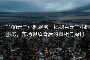 “100元三小時服務”揭秘百元三小時服務，市場現象背后的真相與探討