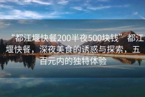 “都江堰快餐200半夜500塊錢”都江堰快餐，深夜美食的誘惑與探索，五百元內的獨特體驗