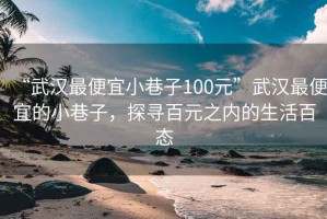 “武漢最便宜小巷子100元”武漢最便宜的小巷子，探尋百元之內(nèi)的生活百態(tài)