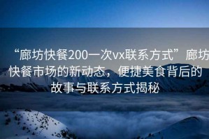 “廊坊快餐200一次vx聯系方式”廊坊快餐市場的新動態，便捷美食背后的故事與聯系方式揭秘