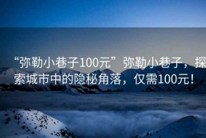 “彌勒小巷子100元”彌勒小巷子，探索城市中的隱秘角落，僅需100元！