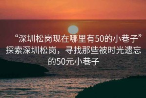 “深圳松崗現在哪里有50的小巷子”探索深圳松崗，尋找那些被時光遺忘的50元小巷子