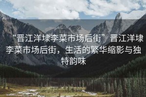 “晉江洋埭李菜市場后街”晉江洋埭李菜市場后街，生活的繁華縮影與獨特韻味