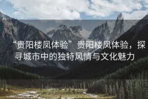 “貴陽樓鳳體驗”貴陽樓鳳體驗，探尋城市中的獨特風情與文化魅力