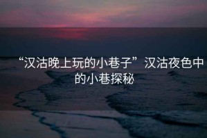 “漢沽晚上玩的小巷子”漢沽夜色中的小巷探秘