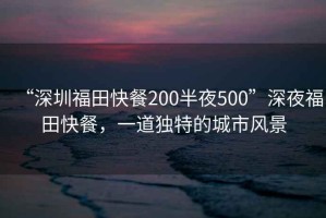 “深圳福田快餐200半夜500”深夜福田快餐，一道獨(dú)特的城市風(fēng)景
