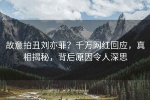 故意拍丑劉亦菲？千萬網(wǎng)紅回應(yīng)，真相揭秘，背后原因令人深思