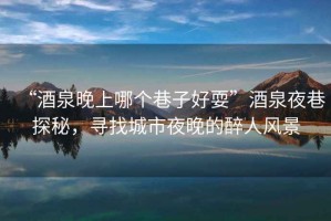 “酒泉晚上哪個巷子好?！本迫瓜锾矫兀瑢ふ页鞘幸雇淼淖砣孙L景