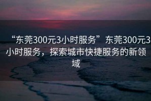 “東莞300元3小時服務”東莞300元3小時服務，探索城市快捷服務的新領域