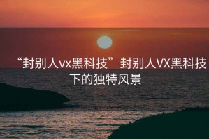 “封別人vx黑科技”封別人VX黑科技下的獨特風景