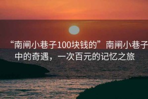“南閘小巷子100塊錢的”南閘小巷子中的奇遇，一次百元的記憶之旅