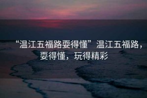 “溫江五福路耍得懂”溫江五福路，耍得懂，玩得精彩