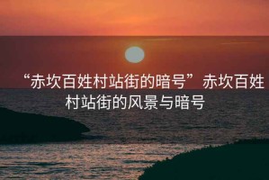 “赤坎百姓村站街的暗號”赤坎百姓村站街的風(fēng)景與暗號