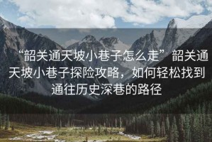 “韶關通天坡小巷子怎么走”韶關通天坡小巷子探險攻略，如何輕松找到通往歷史深巷的路徑